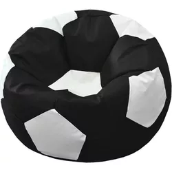 cumpără Fotoliu BeanBag BeanBag BM6083, Minge din piele ecologică Ares, XXL, negru cu alb în Chișinău 