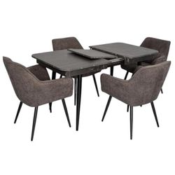 купить Комплект стол и стулья Evelin di Costacurta стол DT-432-3R B + 4 стула YTC-090B Dark grey в Кишинёве 
