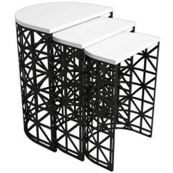 cumpără Măsuţă cafea Trendy Stil Metal Ferforje, Alb, masa de cuibarit (3 bucati) în Chișinău 