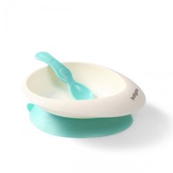 Тарелка на присоске Babyono Green с ложкой
