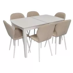 купить Комплект стол и стулья Evelin di Costacurta стол HV-27V White + 6 стульев YTC-064Wh Bjorn-24 в Кишинёве 