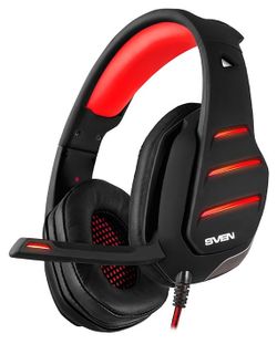 Gaming Headset SVEN AP-U997MV, 40mm drivers, 20-20000Hz, 32 Ohm, 115dB, 374g., USB, Black/Red
