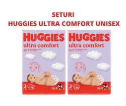 1 Set 2 pachete scutece Huggies Ultra Comfort Mega 3 Unisex  (5-9 kg), 78 buc