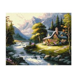 купить Картина по номерам Ideyka (KHO6329) House in the mountains, 40х50 в Кишинёве 