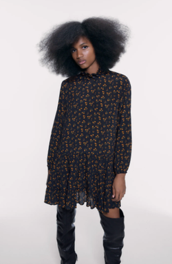 Платье ZARA Черный в цветочек 2183/257/800