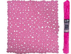Коврик для душа 53X53cm MSV "Галька" розовый, PVC