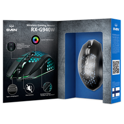 Wireless Gaming Mouse SVEN RX-G940W, 800-3600 dpi, 7 buttons, Silent, RGB, 600mAh, 98g.,Black