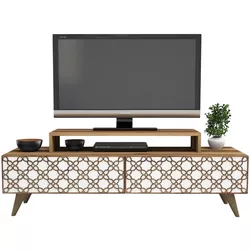 cumpără Comodă TV Trendy Oras, Nuc, Alb 140x48x41cm în Chișinău 