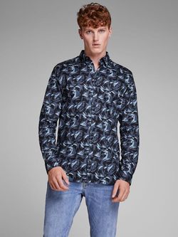 Рубашка JACK&JONES Темно синий с принтом 12145273