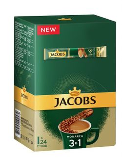 Cafea instant Jacobs Monarch+ 3in1, 24 plicuri