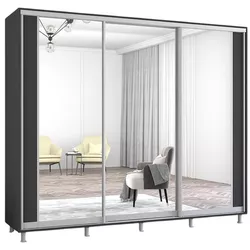 купить Шкаф Mobildor-Lux Aron uși glisante din PAL cu oglindă vertical (260x60x200H cm) Anthracite в Кишинёве 