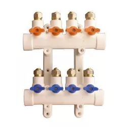 купить Комплект распределителей MPN 20563 Colector PPR cu robineti la 4 cai, alb (MP-8506) в Кишинёве 