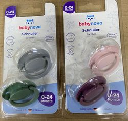 ”Baby-Nova” Suzetă rotundă cu inel, 0 luni-24 luni, Silicon, fără BPA, 2 buc. (23501)