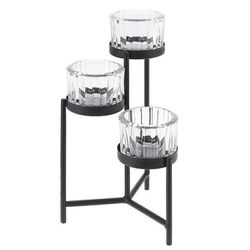 cumpără Lumânare H&S 11085 Sfesnic din sticla 3 lumanari, suport metalic 11x11x18cm în Chișinău 