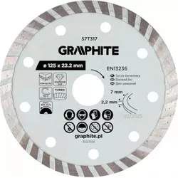 cumpără Disc de tăiere Graphite 57T317 diamantat de taiere, d125x22,2mm, Turbo în Chișinău 