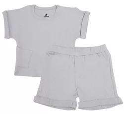 cumpără Haine pentru copii Minikin 25062092 Naturelle Комплект футболка и шорты р-р92, серый светлый, унисекс în Chișinău 