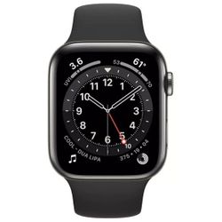Apple Watch Series 6 GPS + Cellular, 44mm Stainless Steel Case with Black Sport Band,M09H3 ,Graphite