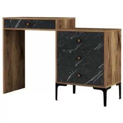 cumpără Măsuţa de toaletă Trendy Lizbon 555, Nuc, Negru, 124x84x40cm(masa de machiaj) (GTR001464) în Chișinău 
