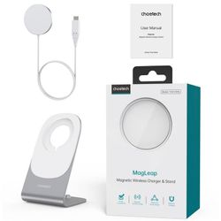 Wireless Magnetic Charger Stand CHOETECH, H046 + T518-F, White