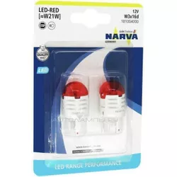 купить Автомобильная лампа Narva LED W21 RED 1.75W W3X16D (2 buc) (18100) в Кишинёве 