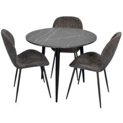 купить Комплект стол и стулья Evelin di Costacurta стол DT-404-6B + 3 стула YTC-064B UF885-15 (Dark grey) в Кишинёве 