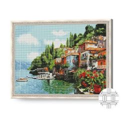 cumpără Tablou pe numere Art Gallery QB201811 Mozaic cu diamante patrate 40x50cm Oras de coasta în Chișinău 