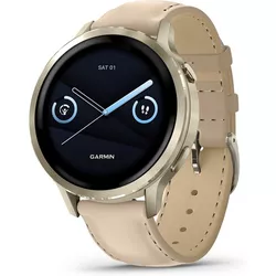 купить Фитнес-трекер Garmin Venu 4 - 41 mm, Lunar Gold / Light Sand Leather Band в Кишинёве 