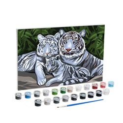 Картина по номерам на холсте с подрамником «Белые тигры» 20х30 см 6853837