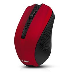 Wireless Mouse SVEN RX-350W, Optical, 600-1400 dpi, 6 buttons, Soft Touch, 2xAAA, Red