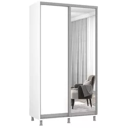 купить Шкаф Mobildor-Lux Раздвижные двери Aron-S из зеркала и ДСП (140x60x220 см) Brilliant White в Кишинёве 