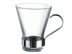 Стакан стеклянный 320ml Ypsilon, подстаканник металл