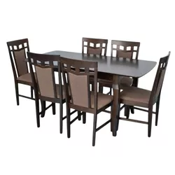 купить Комплект стол и стулья Evelin di Costacurta стол HV-29V Chocolate + 6 стульев Deepa R Chocolate/Ekea12 Dark Brown в Кишинёве 