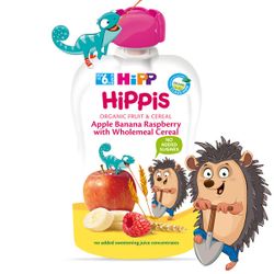 Пюре из яблок, банан и малина с хлопьями Hippis (6+ мес.), 100 г
