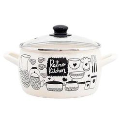 cumpără Cratiță Promstore 54165 emailata Retro 16cm, 2.4l, capac din sticla în Chișinău 