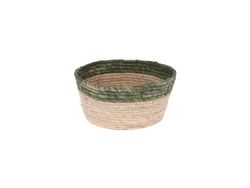 Корзина плетеная с зеленым ободком 26X13cm