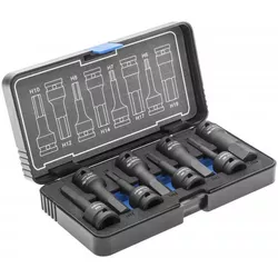 купить Набор головок, бит, насадок Hoegert HT6R004 насадки ударные HEX, H6-H19, 1/2", 8 предм. CrMo в Кишинёве 