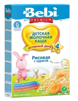 Каша Bebi рисовая на молоке с курагой (6+), 200 г