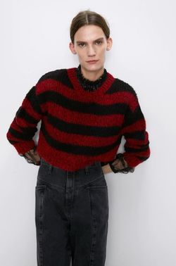 Трикотаж ZARA Красный/Черный в полоску zara 3597/100/065