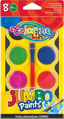 Акварельные  краски 8 цв +кисточка Jumbo Colorino