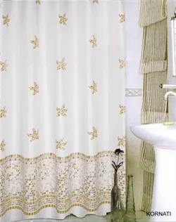 купить Занавеска для ванной Bisk 08012 TXT KORNATI bej, 180x200 в Кишинёве 