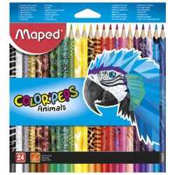 Creioane colorate MAPED Animale, 24 culori