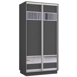 купить Шкаф Mobildor-Lux Fox uși glisante din PAL cu elemente din oglindă (130x60x200H cm) Anthracite в Кишинёве 