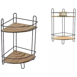 купить Полка для ванной Tendance 55741 Raft de colt 2 nivele 20x20x30cm, metal,bambus в Кишинёве 