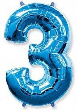 Цифра "3" с Гелием - Синяя