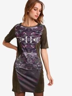 Rochie Smash Khaki cu imprimeu MERCAT DRESS SMASH