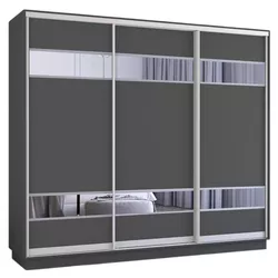 cumpără Dulap Mobildor-Lux Fox uși glisante din PAL cu elemente din oglindă (340x60x230H cm) Anthracite în Chișinău 