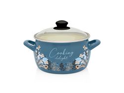 Кастрюля эмалированная Blue 20cm, 4.2l, крышка стекло