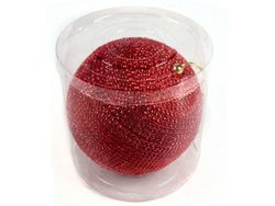 Шар елочный 200mm с бусинками, красный