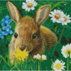 купить Картина по номерам Strateg CA-0032 Алмазная мозайка Кролик в цветах 30x30 в Кишинёве 