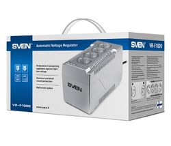 Stabilizer Voltage SVEN  VR-F1000, max.320W, Output: 4 × CEE7/4 (2 for AVR, 2 for surge protection)